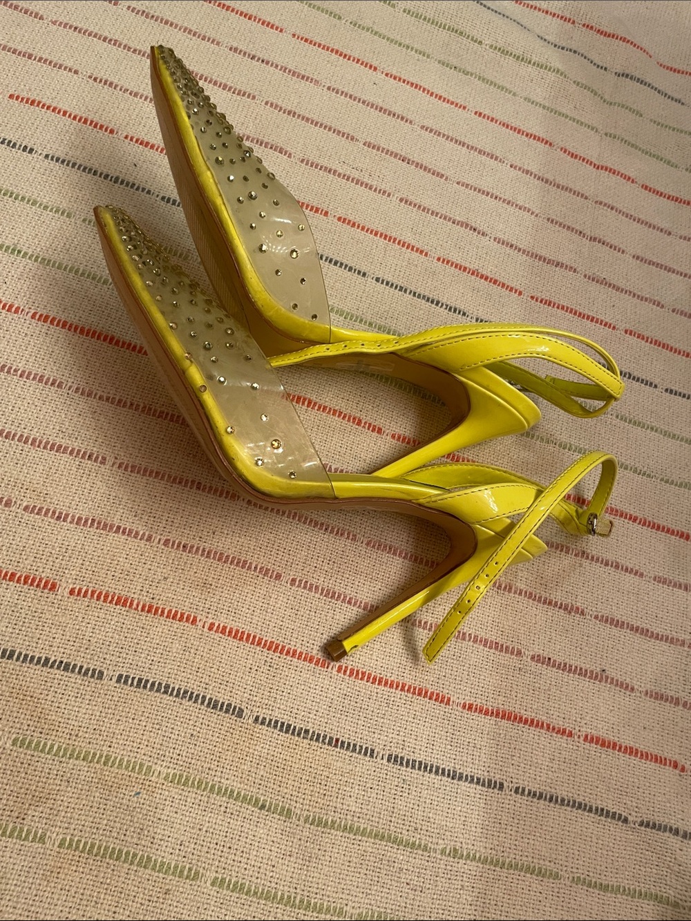 Nine West Chartreuse Pointed-Toe Slingback Heels with Crystals - Picture 11 of 12